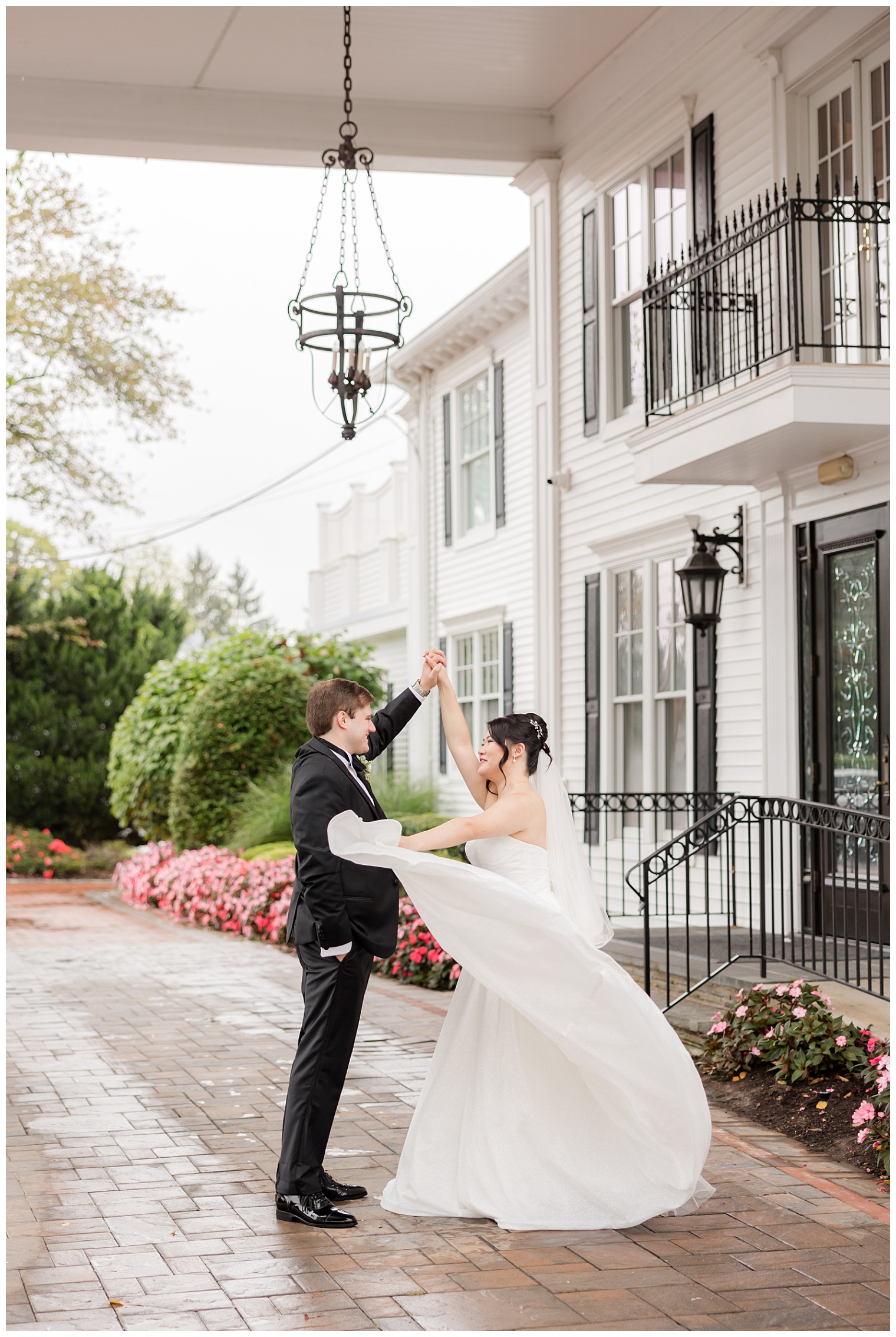 bride and groom dancing