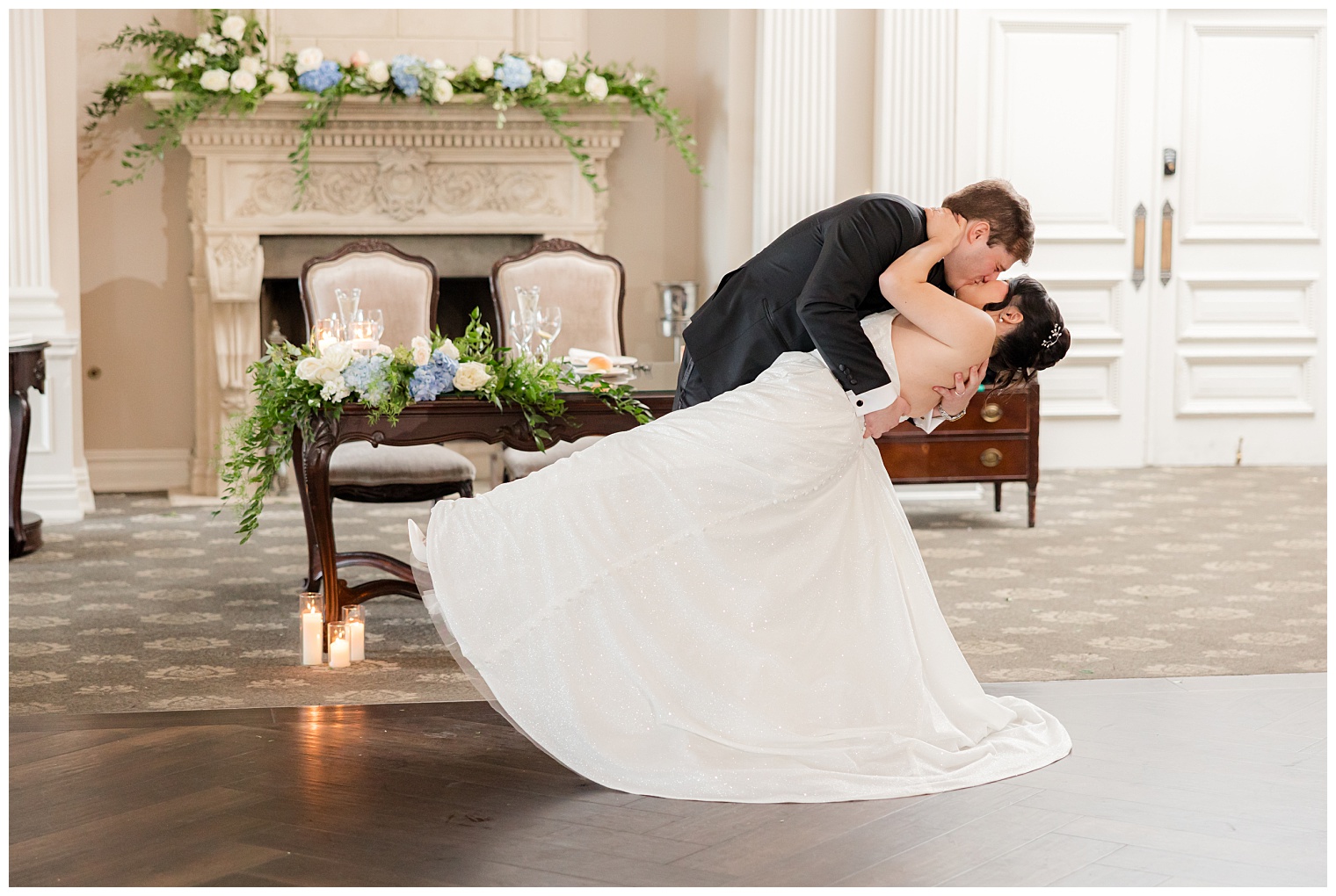 husband and wife kissing