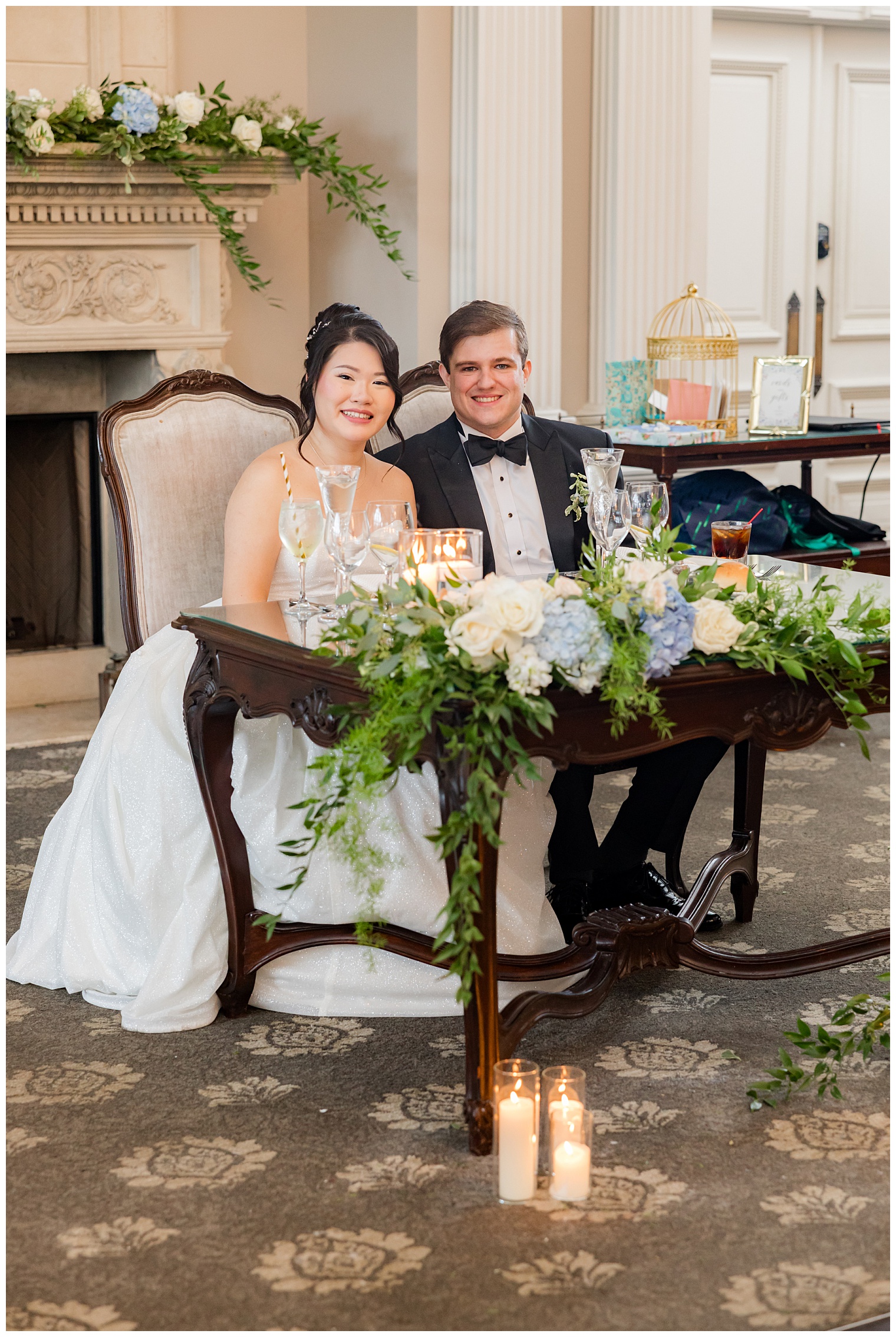 bride and groom smiling