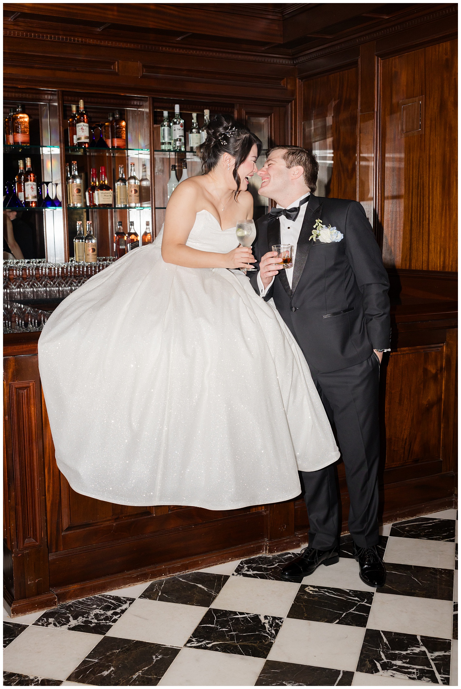 bride and groom kissing