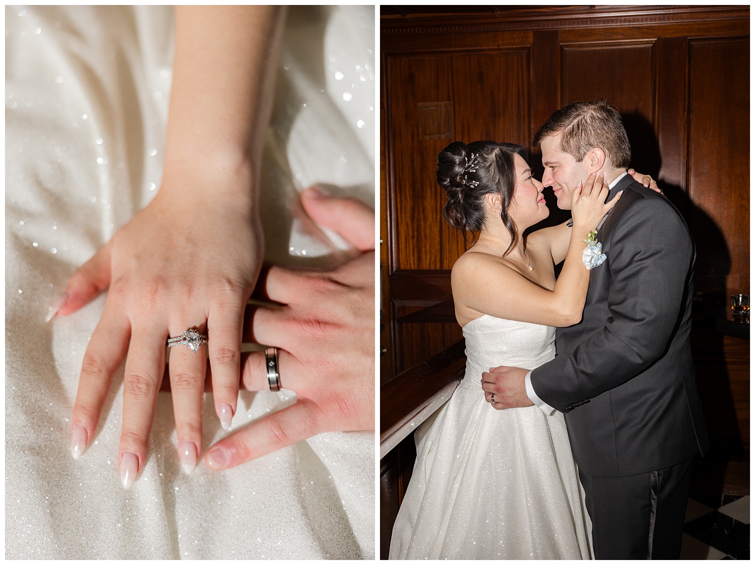 bride and groom kissing