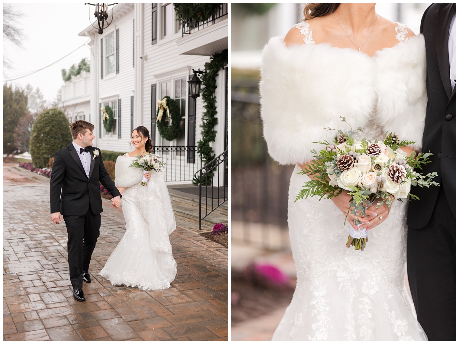 bride and groom walking
