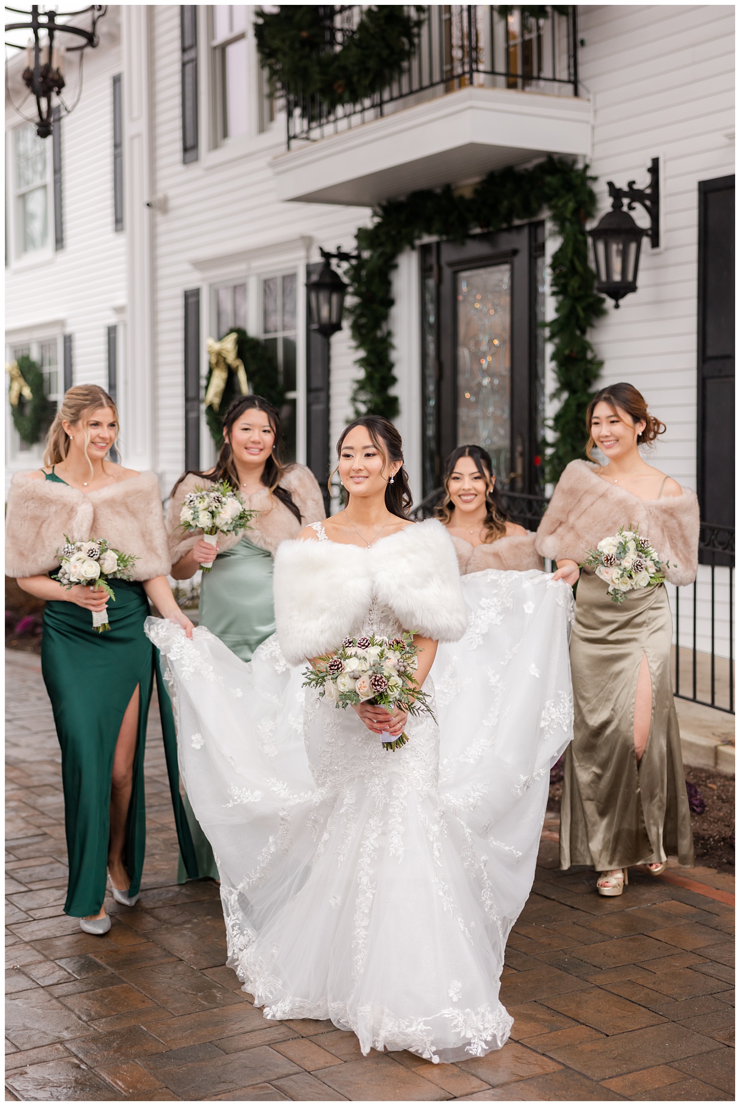 bride with her bridesmaids