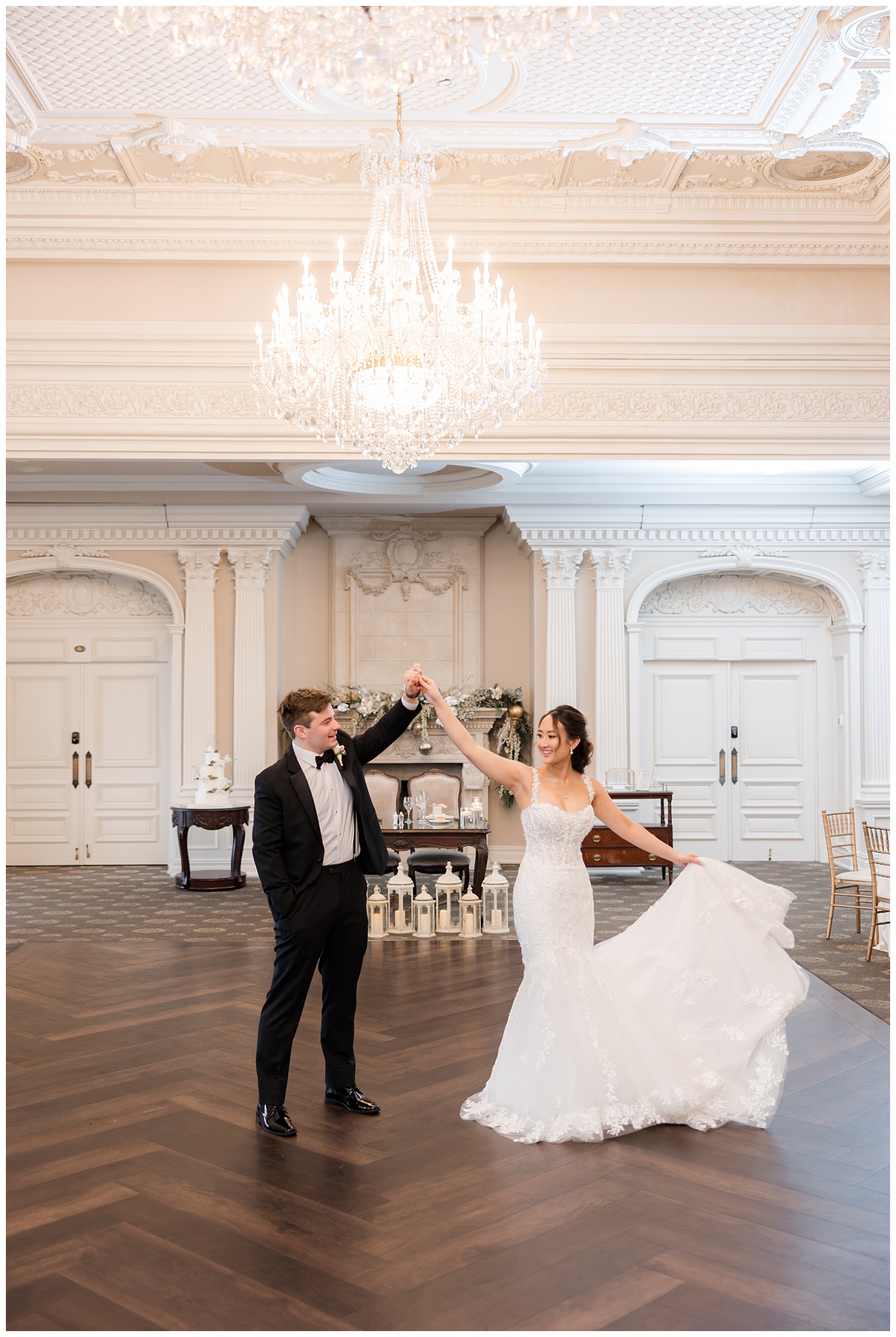 bride and groom dancing