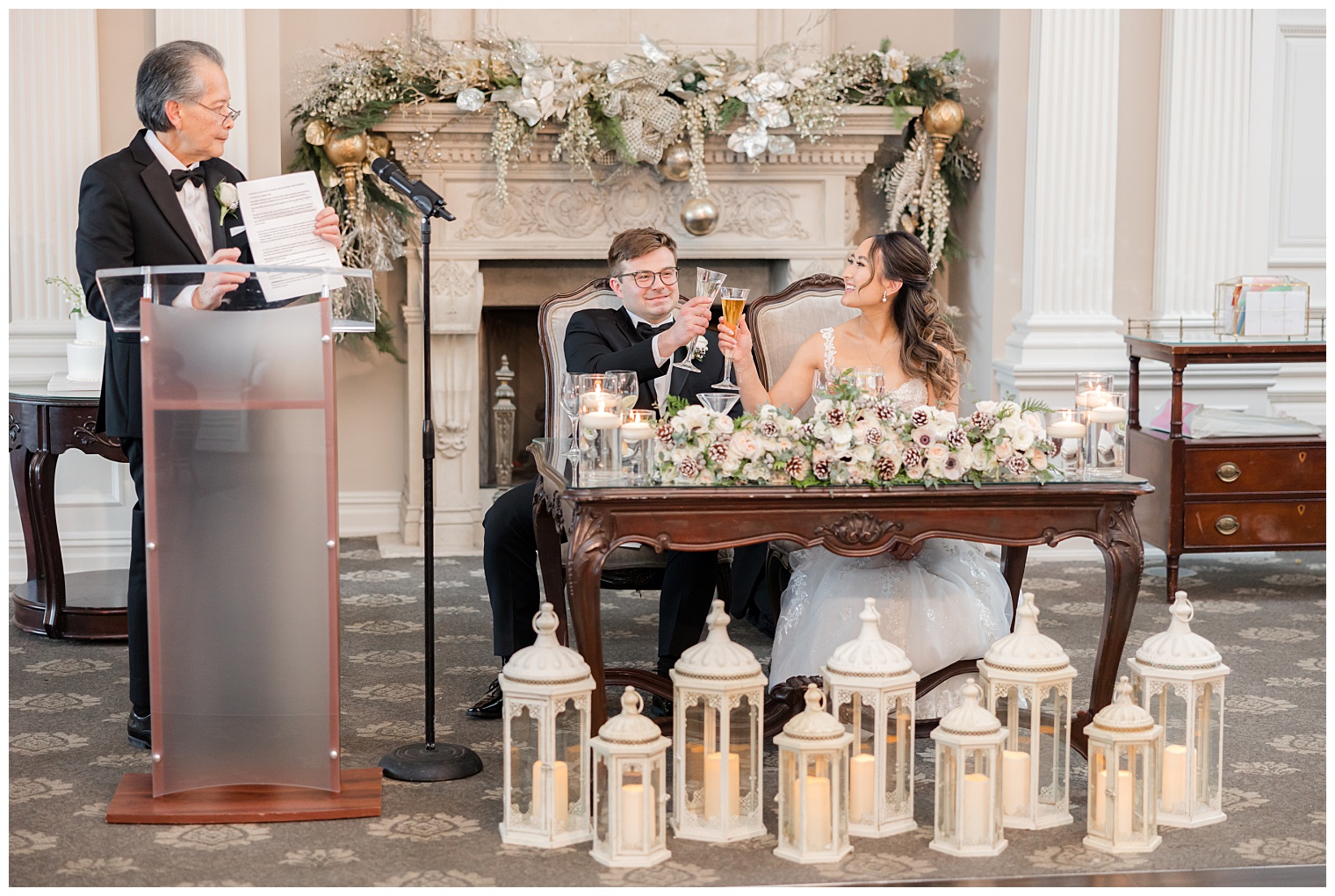 bride and groom at the sweetheart table