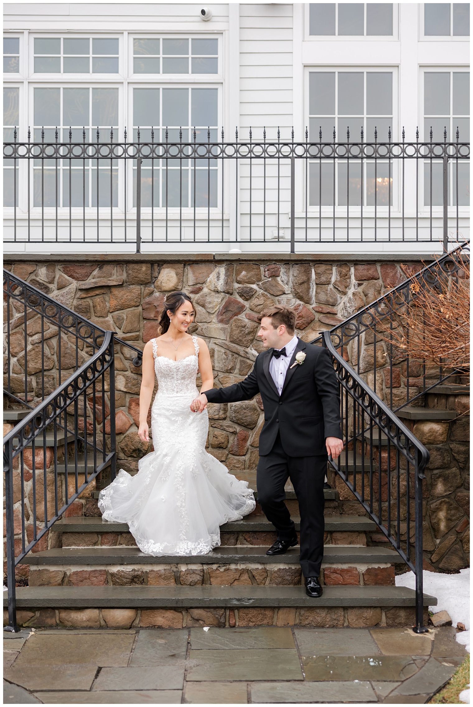 bride and groom walking